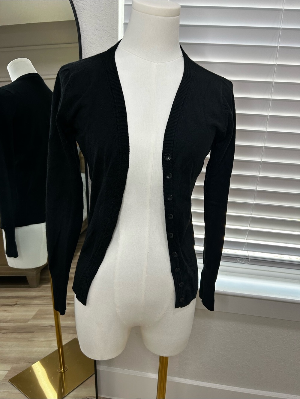Cotton On Black Slim Button-Front Knit Cardigan